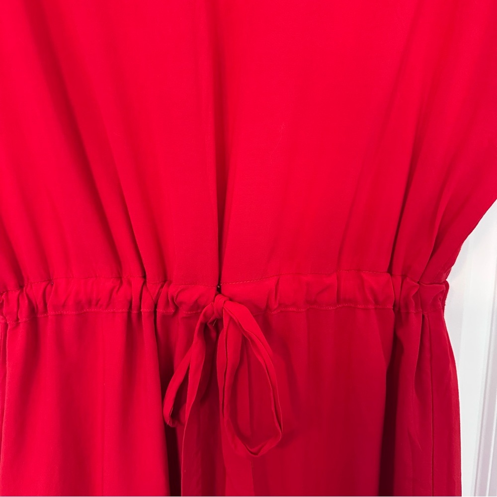 Red Dolman Short Sleeve dress or beach cover up with drawstring waist - Picture 2 of 12